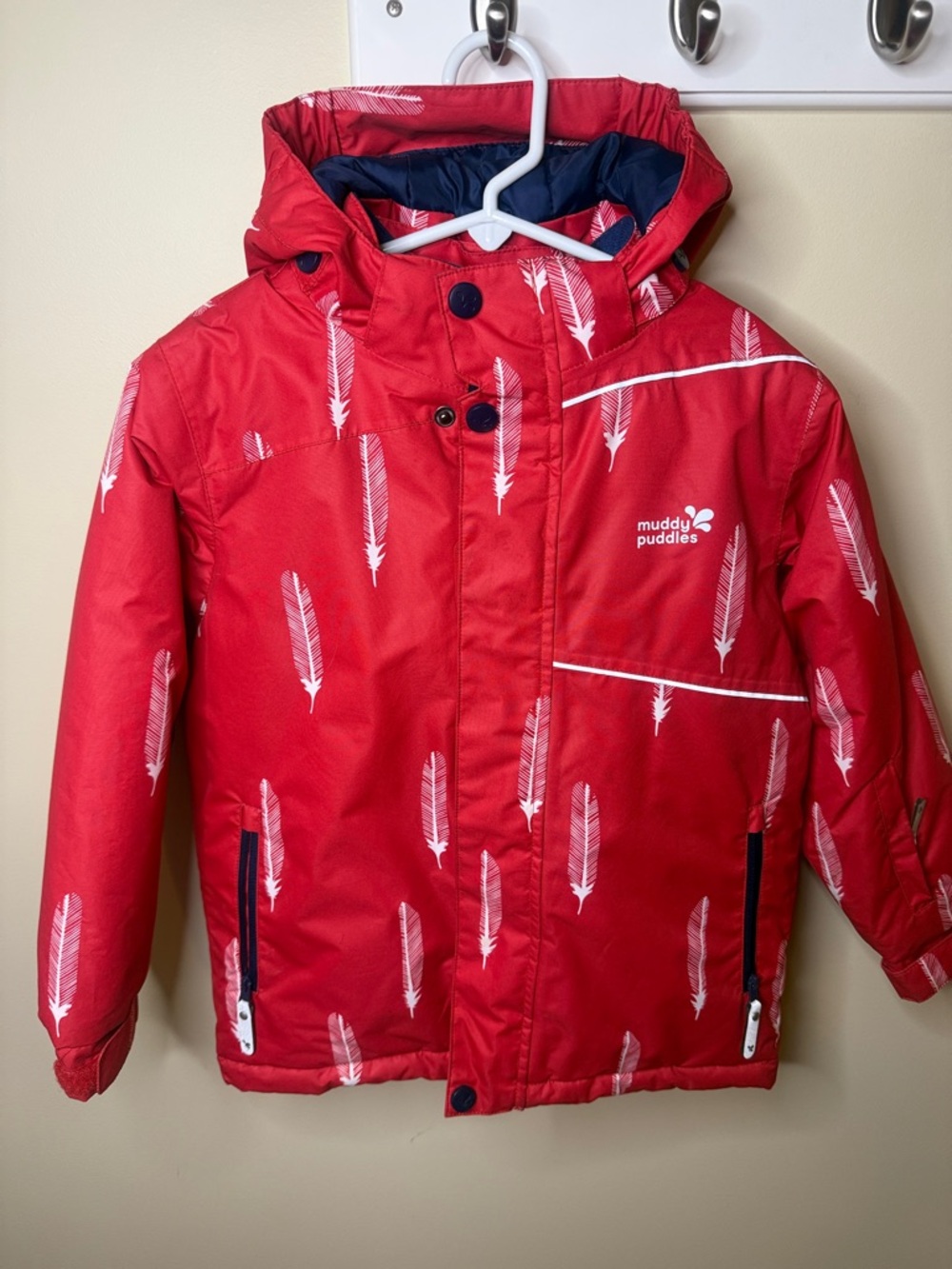 Muddy Puddles Red Feather Print Kids' Waterproof Jacket